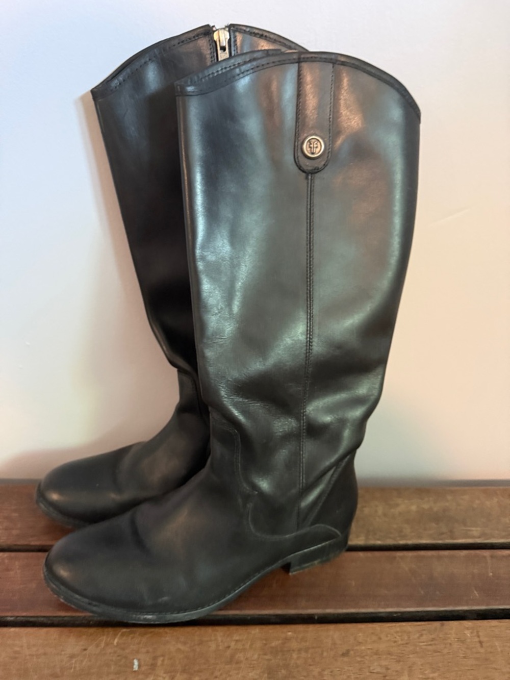 Frye Tall Black Leather Riding Boots